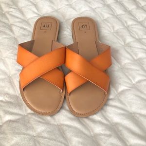 Womens gap Orange and cream cris cross slip on sandals size 9